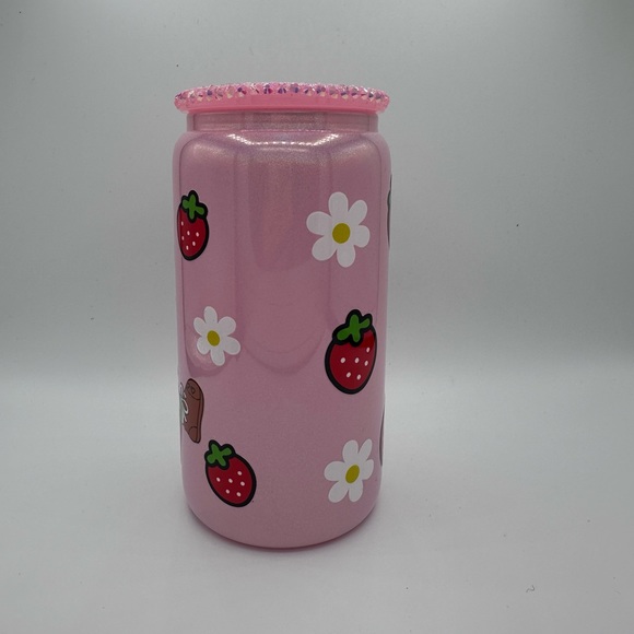 STRAWBERRY SHORTCAKE custom 16oz shimmer glass cup - Picture 4 of 4